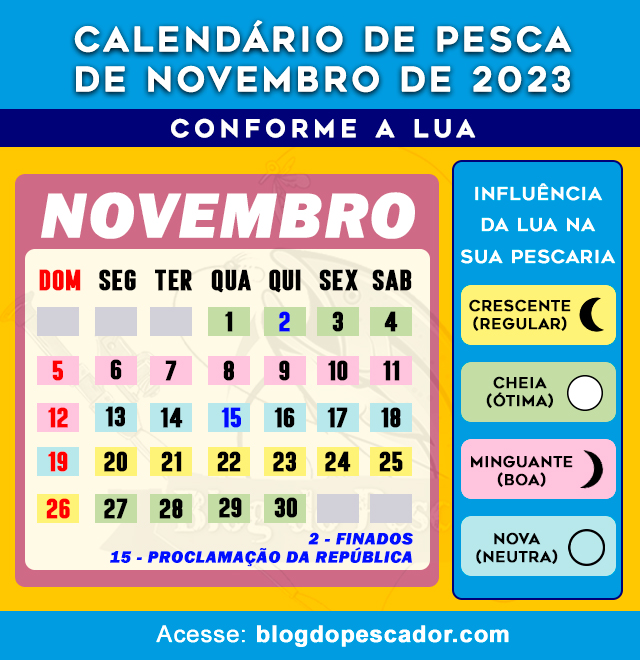 calendario de pesca de novembro de 2023