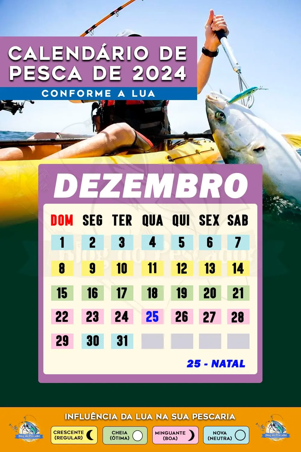 Calendário de pesca de dezembro de 2024