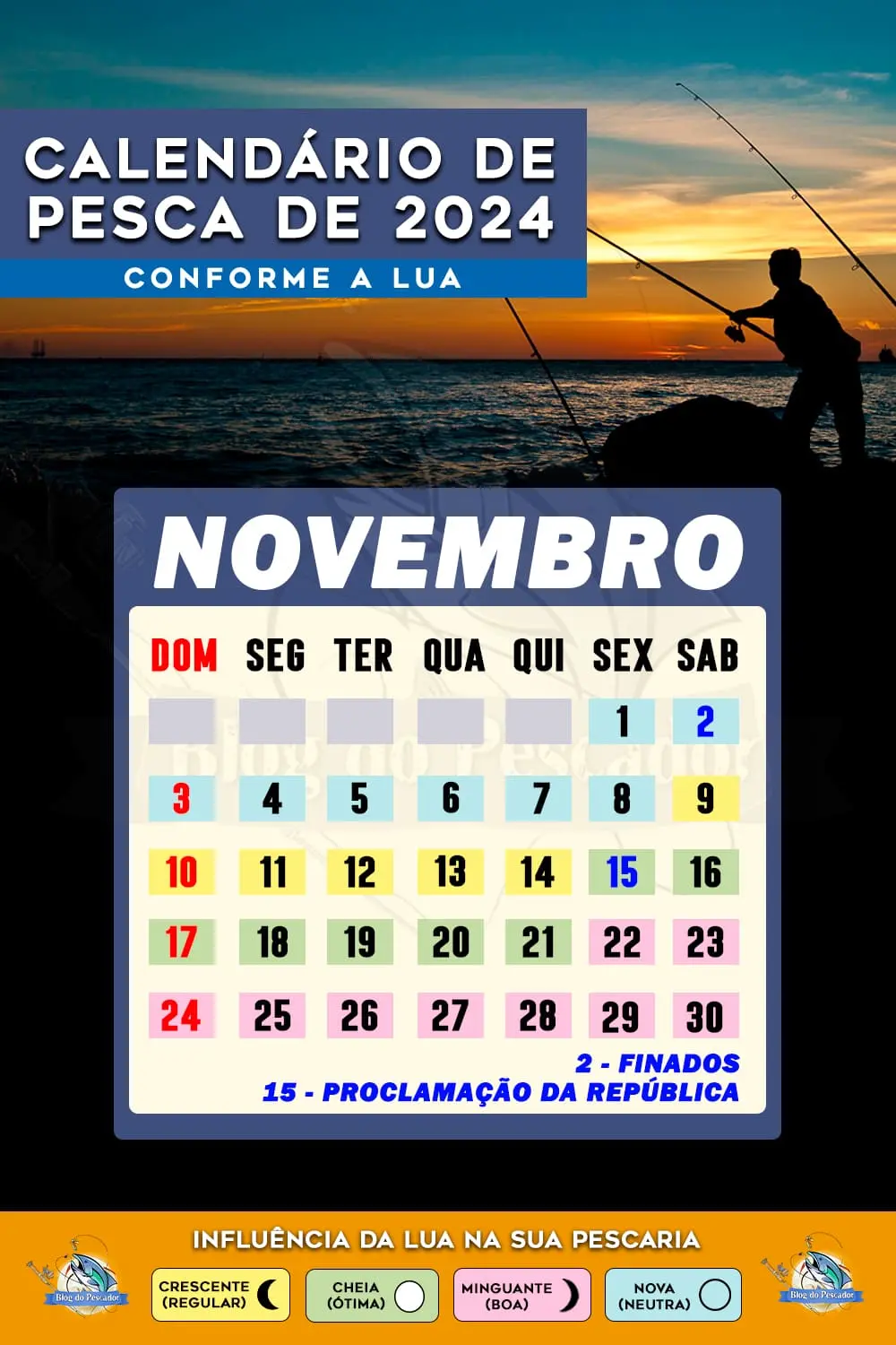 Calendário de pesca de novembro de 2024